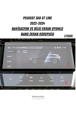 Peugeot 308 Gt Line Navigasyon Ve Bilgi Ekran Uyumlu Nano Ekran Koruyucu 2022 2024