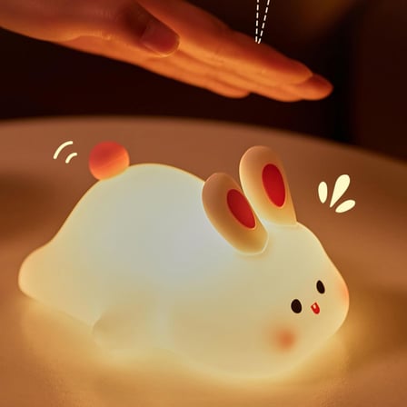 Yumuşak Silikon Tavşan Mini Gece Lambası Dekoratif Işık Derecesi Ayarlanabilir Yatak Odası Lambası Rabbit Kitap Okuma Lambası Çocuk Odası (Tavşan - YH302)