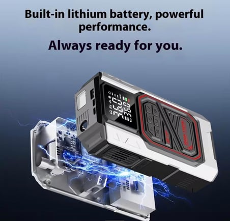 Harvox Çok Fonksiyonlu Taşınabilir Araç Güç Destek Cihazı – Akü Takviye &amp; Power Destek Ünitesi Jump Starter – 12 V Çok Amaçlı Güç Kaynağı – Hava Basınç Pompası ve Acil Işık Fonksiyonlu