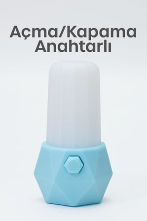 Gece Lambası Tuşlu Koridor Hol Işığı Uyuma Işığı (Prizma Turkuaz)