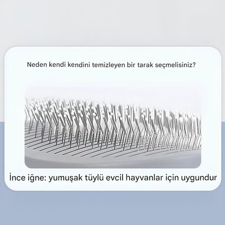 SOGUD Mavi Otomatik Temizlenen Tüy Toplama Tarağı – Basmalı Mekanizmalı Kedi ve Köpek Tarağı – Çelik İğneli, Cilt Dostu, Ergonomik Saplı – Uzun ve Kısa Tüyler İçin Bakım Tarağı