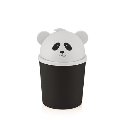 Panda Çöp Kovası, 2.5 Litre Kapasite, Plastik Malzeme, Siyah Beyaz, Kompakt Tasarım, 12.5 x 12.5 x 20.5 cm, Ev Ofis Mutfak için