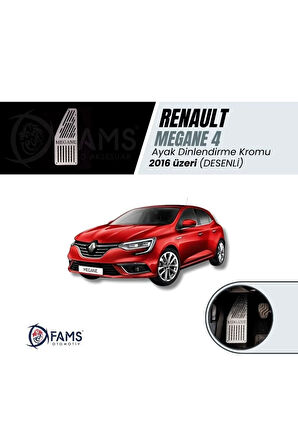 Renault Megane 4 Sedan 2016+ üzeri Uyumlu  Özel Desenli Krom Ayak Dinlendirme Pedalı Ayak dayama