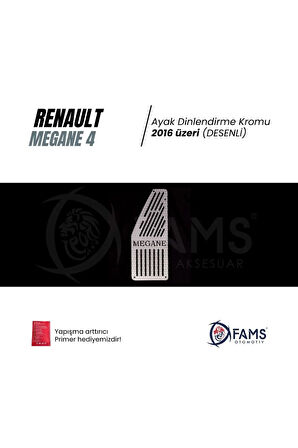 Renault Megane 4 Sedan 2016+ üzeri Uyumlu  Özel Desenli Krom Ayak Dinlendirme Pedalı Ayak dayama