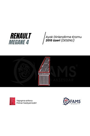 Renault Megane 4 Sedan 2016+ üzeri Uyumlu  Özel Desenli Krom Ayak Dinlendirme Pedalı Ayak dayama