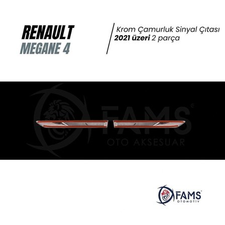 Renault Megane 4 Krom Çamurluk Sinyal Çıtası 2021 Üzeri Uyumlu 2 parça P. Çelik 
