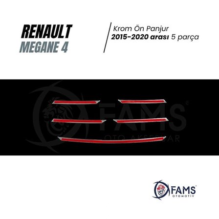 Renault Megane 4 Krom Ön Panjur 5 Prç. 2015 Üzerip. Çelik