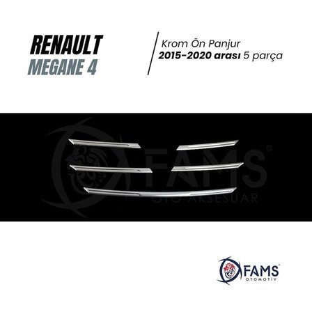 Renault Megane 4 Krom Ön Panjur 5 Prç. 2015 Üzerip. Çelik