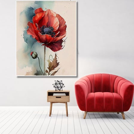 Renkli Baskılı Sayılarla Boyama Hobi Seti (Çerçeveli) 40x50 cm: Gelincik