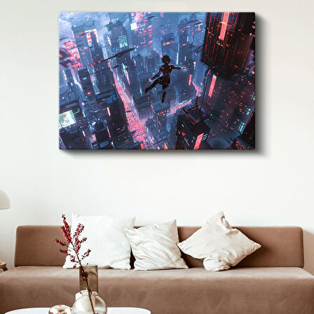 Cyberpunk Kahraman - Gökdelenler Arası Anime Kanvas Tablo