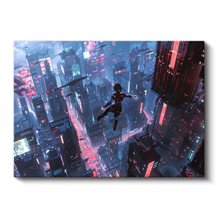 Cyberpunk Kahraman - Gökdelenler Arası Anime Kanvas Tablo