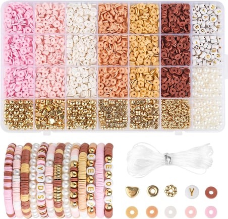 Yakl. 2680 adet Heishi boncuk seti, 6 mm polimer kil boncuk, 6 renkli kil boncuk, bileklikler, bileklikler için kendin yap boncuklar, kolyeler, küpeler için elastik ip ile kendiniz yapın