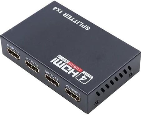 PrimeX PX-5004 4 Port HDMI Splitter, 1 Giriş 4 Çıkış Adaptörlü HDMI Çoklayıcı, 1080P 2K 4K FHD 3D Görüntü Dağıtıcı, PC Laptop Uydu Alıcı PS5 Xbox DVR NVR TV Box İçin Aynı Görüntü Ekran Çoğaltıcı
