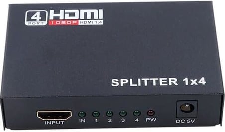 PrimeX PX-5004 4 Port HDMI Splitter, 1 Giriş 4 Çıkış Adaptörlü HDMI Çoklayıcı, 1080P 2K 4K FHD 3D Görüntü Dağıtıcı, PC Laptop Uydu Alıcı PS5 Xbox DVR NVR TV Box İçin Aynı Görüntü Ekran Çoğaltıcı