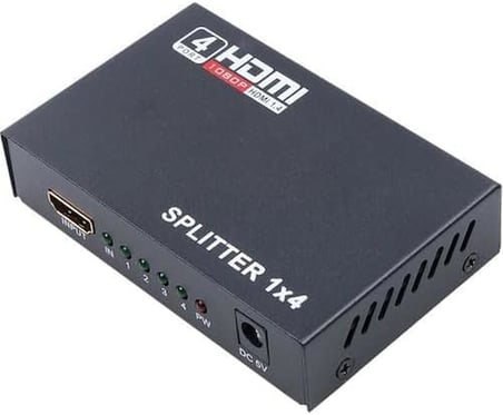 PrimeX PX-5004 4 Port HDMI Splitter, 1 Giriş 4 Çıkış Adaptörlü HDMI Çoklayıcı, 1080P 2K 4K FHD 3D Görüntü Dağıtıcı, PC Laptop Uydu Alıcı PS5 Xbox DVR NVR TV Box İçin Aynı Görüntü Ekran Çoğaltıcı