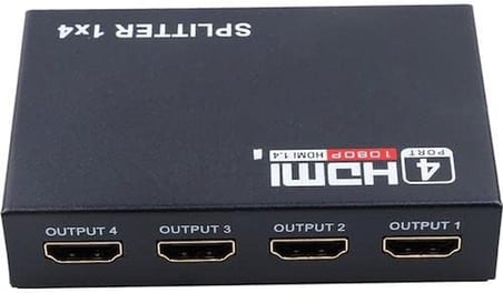 PrimeX PX-5004 4 Port HDMI Splitter, 1 Giriş 4 Çıkış Adaptörlü HDMI Çoklayıcı, 1080P 2K 4K FHD 3D Görüntü Dağıtıcı, PC Laptop Uydu Alıcı PS5 Xbox DVR NVR TV Box İçin Aynı Görüntü Ekran Çoğaltıcı