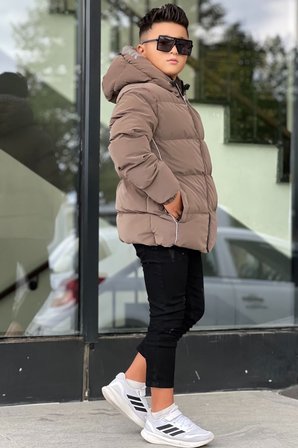 Erkek Çocuk Kapüşonlu Baskılı Reflöktör Detaylı Nova Kumaş Kışlık Şişme Mont KM4017