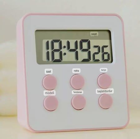 MRShopping Alarmlı Dijital Öğrenci Sınav masa Kronometresi 24 Geri Sayım Saat - 2 Alarm Kademeli (PEMBE)