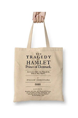 Hamlet William Shakespeare Title Page Bez Çanta Uzun Saplı Alışveriş Çantası Plaj Çantası