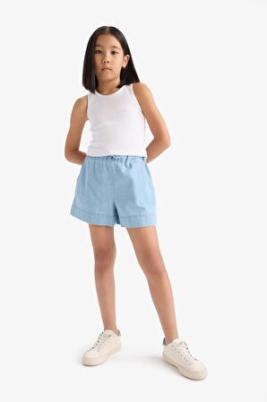 DeFacto Kız Çocuk Beli Lastikli Jean Şort B6386A825SMNM39
