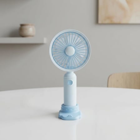 Mini-Fan Taşınabilir El Fanı, Masaüstü Standlı, USB Şarjlı, 16 cm, 3 Kademeli Hız Ayarlı Masaüstü &amp; El Tipi Kompakt Boyut, Mavi