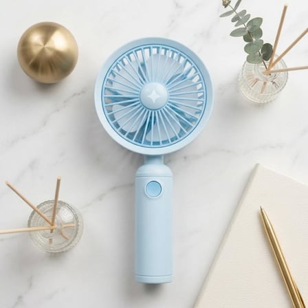Mini-Fan Taşınabilir El Fanı, Masaüstü Standlı, USB Şarjlı, 16 cm, 3 Kademeli Hız Ayarlı Masaüstü &amp; El Tipi Kompakt Boyut, Mavi