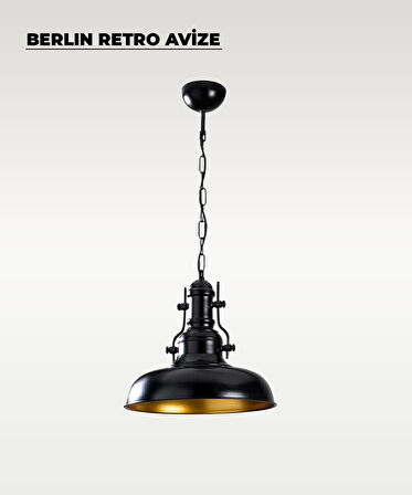 Berlin Retro Avize Siyah / Metal - E27 Duylu