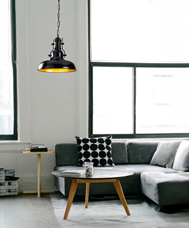 Berlin Retro Avize Siyah / Metal - E27 Duylu