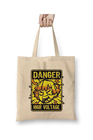 Demon Slayer Zenitsu Bez Çanta Uzun Saplı Alışveriş Çantası Plaj Çantası