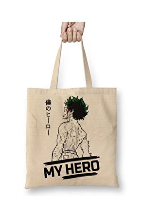 My Hero Academia Midoriya Izuku Bez Çanta Uzun Saplı Alışveriş Çantası Plaj Çantası