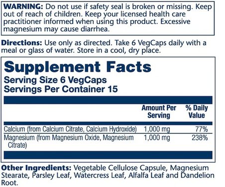 CAL-MAG CITRATE 1:1 RATIO 90 Veg. caps