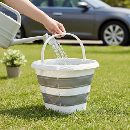 12.8 Litre Katlanabilir Kova – Akordiyon Tasarımlı Katlanır Temizlik ve Araç Yıkama Kovası, Gri Renk, Bebek Yıkama ve Ev İçi Kullanıma Uygun Portatif Kova (Kare 10 Litre)