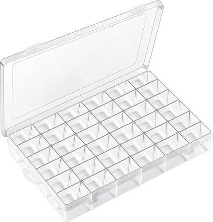 36 Ayarlanabilir Bölmeli Kolye Yüzük Takı Kutusu Organizer Düzenleyici Plastik Kutu 27.5x19.5x4.2