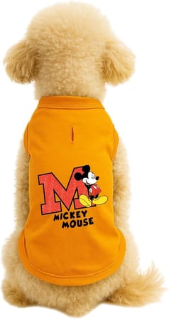Kedi ve Köpek Kıyafeti &amp; Elbisesi Turuncu Mickey Mouse Atlet XL