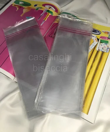 7x20 Cm (KAPAK PAYI DAHİL) Kendinden Yapışkanlı Jelatin Poşet Bantlı Şeffaf Opp Torba Paket 50li