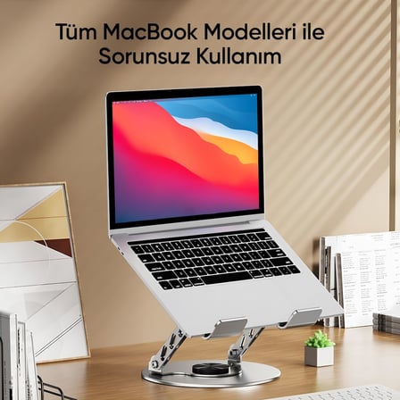 Macbook ve Laptop Standı 360 Derece Dönebilen Boyutu Ayarlanabilir Alüminyum Alaşım Ergonomik Tasarım Bilgisayar Tutucu (Bilgisayar Standı)