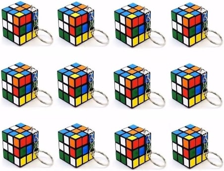 Mini Rubik Küp Anahtarlık Seti, Renkli Bulmaca Oyuncağı, Zeka Küpü Mini Anahtarlık 12 Adet