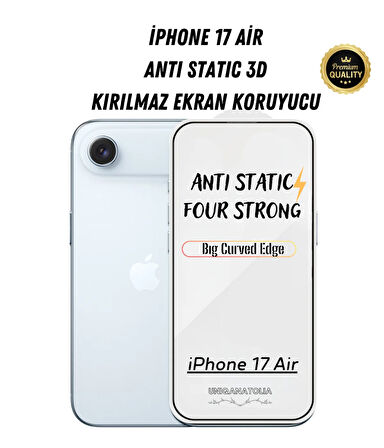 iPhone 17 Air Anti-Static 3D Toz Tutmayan Kırılmaz Ekran Koruyucu