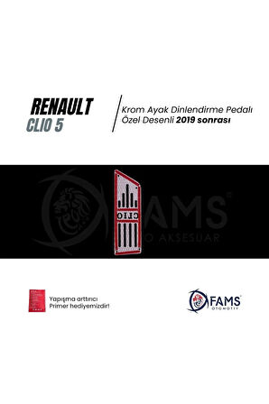 Renault Clio 5 2019> Özel Desenli Krom Ayak Dinlendirme Pedalı Ayak Dayama Pedalı