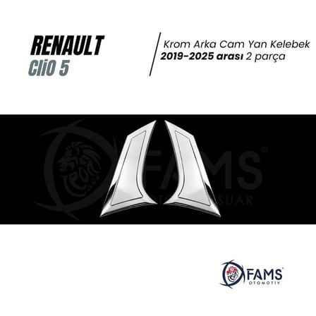 Renault Clio 5 Krom Arka Cam Yan Kelebek 2019-2025 arası 2 Parça P. Çelik