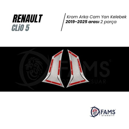 Renault Clio 5 Krom Arka Cam Yan Kelebek 2019-2025 arası 2 Parça P. Çelik