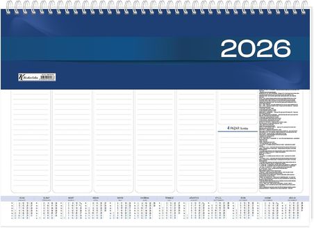 2026 AJ-70 28x40 Haftalık Spiralli Masa Sümeni