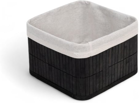 Bambu Çok Amaçlı Saklama Kutusu Düzenleyici Kare Organizer, Dekoratif Bambu Düzenleyici SİYAH (20x20x13cm)