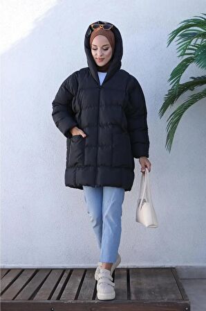 Kadın Oversize Yarasa Şişme Puffer Mont