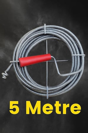 Kanal Açma Teli, 9 mm Kalınlık, Dayanıklı Metal Tel, Lavabo ve Gider Borusu Açacağı, Tıkanıklık Giderici, Spiral Tel, Ergonomik Sap, Kolay Kullanım, Lavabo, Tuvalet, Banyo, Küvet Açıcı (5 M)