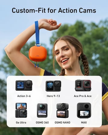 Telesin Osmo Action 6/5 Pro/4, HERO13/12/11/10/9, Ace Pro/Ace Pro 2 Uyumlu Mini Koruma Çantası, Mini Aksiyon Kamera Taşıma Çantası