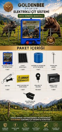 Goldenbee Eko Kit Elektrikli Çit Sistemi Domuz ve Ayı Kovucu 500MT (SET-200)