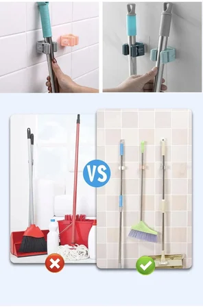 2 adet yapışkanlı duvar mop tutucu