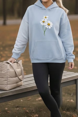 Unisex MiniPapatya Baskılı Oversize Hoodie Kapüşonlu Sweatshirt