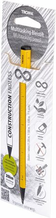 CONSTRUCTION ENDLESS – PEN20/YE – sürdürülebilir sonsuz yazma ucu ile çoklu görev kurşun kalem (yakl. 20km çalışma uzunluğu) – Santimetre/inç cetvel, 1:20/1:50 Skala – sarı – -Orijinal